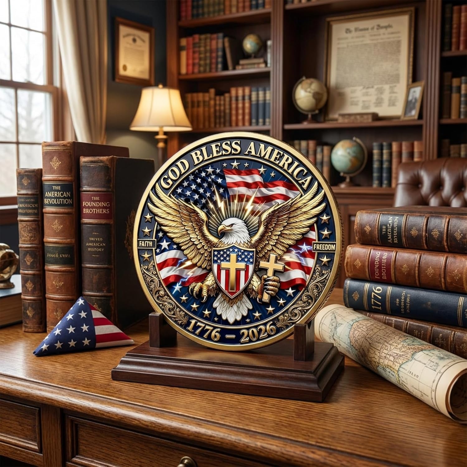 America 250Th Anniversary Commemorative Coin,Usa 250Th Anniversary Coin Challenge,For Patriotism,250 Year American Anniversary Coin American Eagle & Patriotic Symbols Collectible (Style 4)