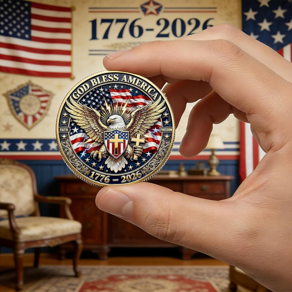 America 250Th Anniversary Commemorative Coin,Usa 250Th Anniversary Coin Challenge,For Patriotism,250 Year American Anniversary Coin American Eagle & Patriotic Symbols Collectible (Style 4)