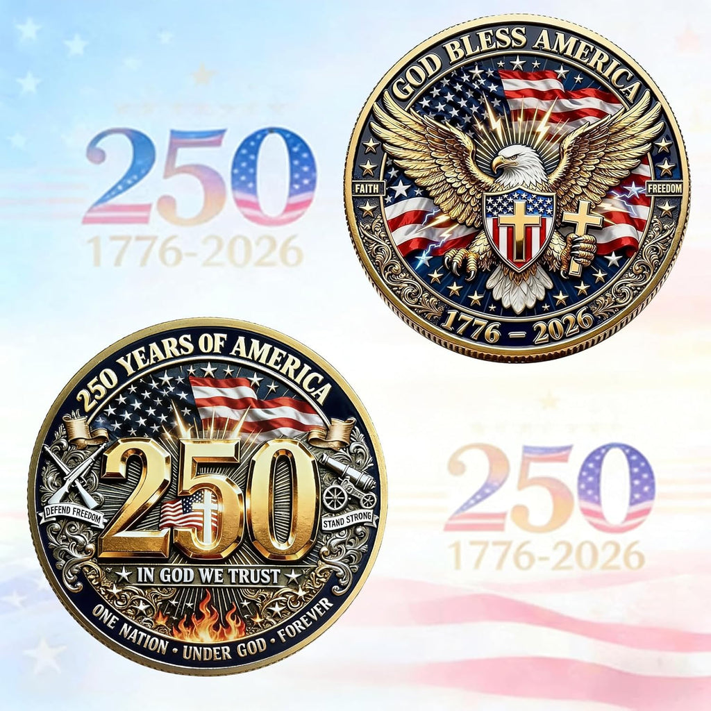 America 250Th Anniversary Commemorative Coin,Usa 250Th Anniversary Coin Challenge,For Patriotism,250 Year American Anniversary Coin American Eagle & Patriotic Symbols Collectible (Style 4)