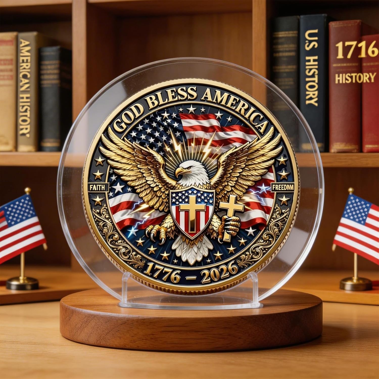 America 250Th Anniversary Commemorative Coin,Usa 250Th Anniversary Coin Challenge,For Patriotism,250 Year American Anniversary Coin American Eagle & Patriotic Symbols Collectible (Style 4)