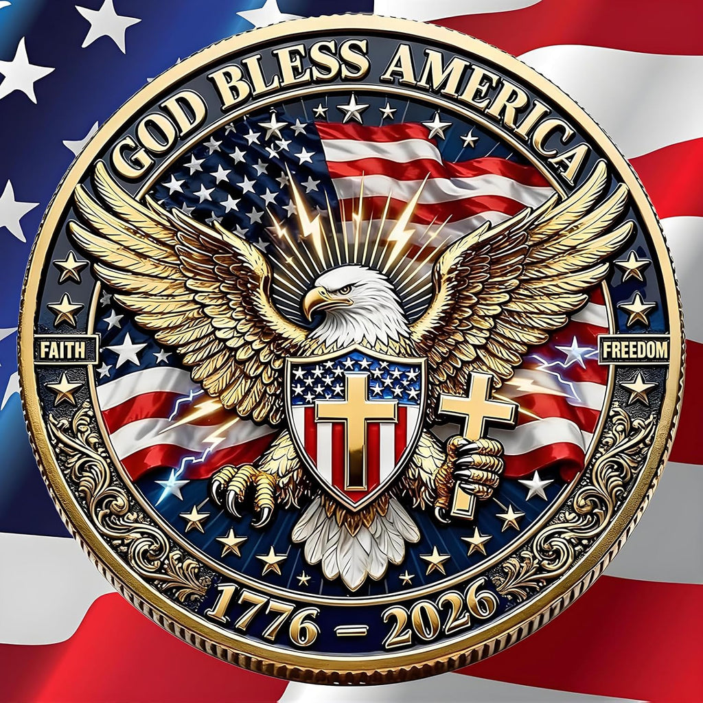 America 250Th Anniversary Commemorative Coin,Usa 250Th Anniversary Coin Challenge,For Patriotism,250 Year American Anniversary Coin American Eagle & Patriotic Symbols Collectible (Style 4)