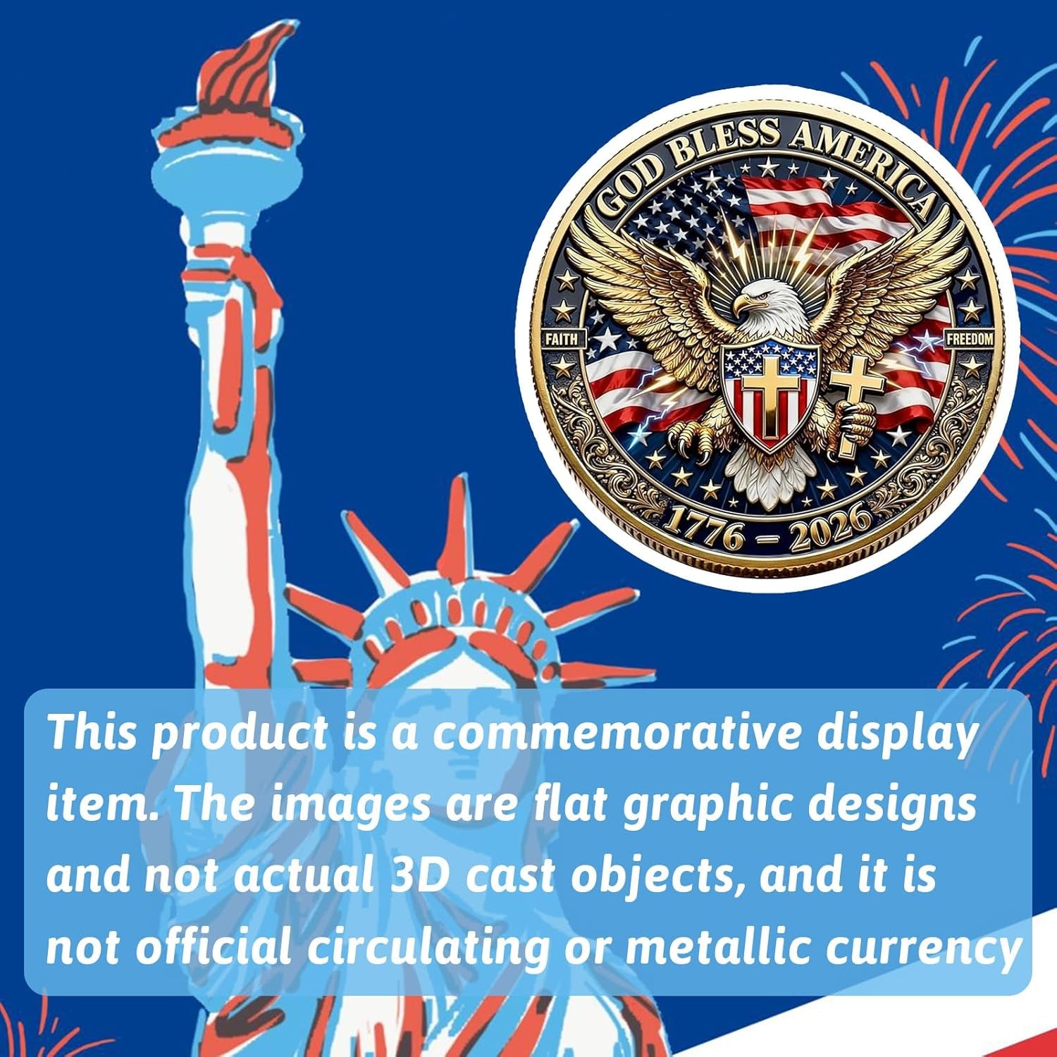 America 250Th Anniversary Commemorative Coin,Usa 250Th Anniversary Coin Challenge,For Patriotism,250 Year American Anniversary Coin American Eagle & Patriotic Symbols Collectible (Style 4)