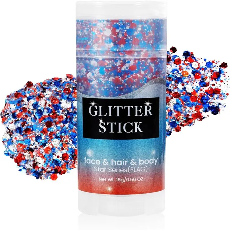 【Flash-Sale!】Patriotic USA Flag Face Hair Glitter for Independence Day Memorial Day Veterans Day, 4Th of July Outfits and Access