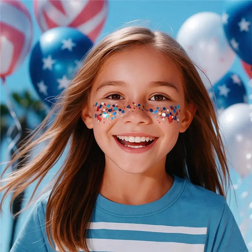 【Flash-Sale!】Patriotic USA Flag Face Hair Glitter for Independence Day Memorial Day Veterans Day, 4Th of July Outfits and Access