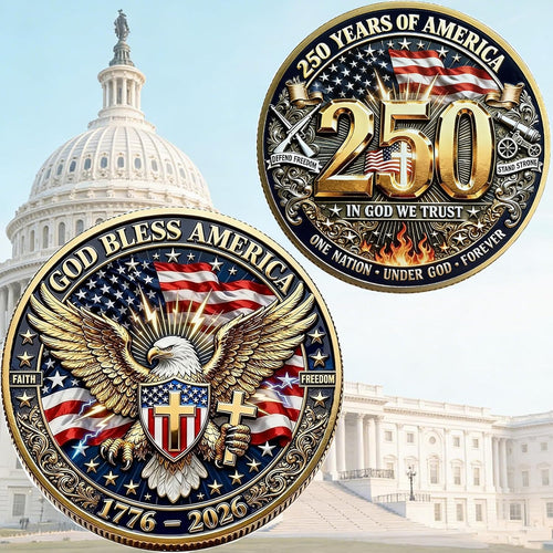 America 250Th Anniversary Commemorative Coin,Usa 250Th Anniversary Coin Challenge,For Patriotism,250 Year American Anniversary Coin American Eagle & Patriotic Symbols Collectible (Style 4)