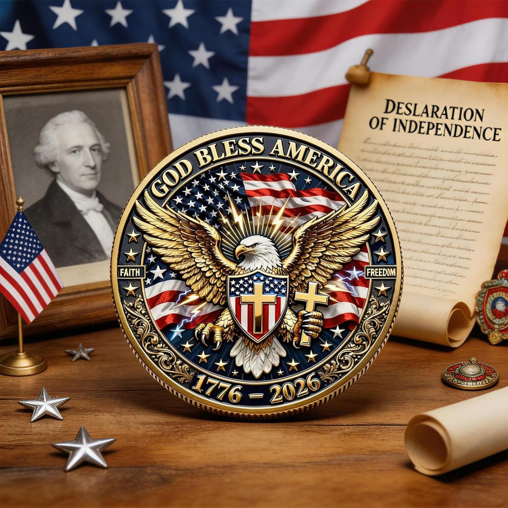 America 250Th Anniversary Commemorative Coin,Usa 250Th Anniversary Coin Challenge,For Patriotism,250 Year American Anniversary Coin American Eagle & Patriotic Symbols Collectible (Style 4)